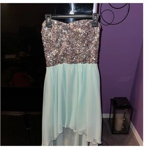 Sequin Top strapless Dress in Mint